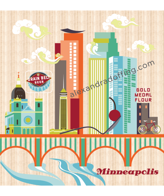 Alexandra Doffing Illustration of Minneapolis Cityscape